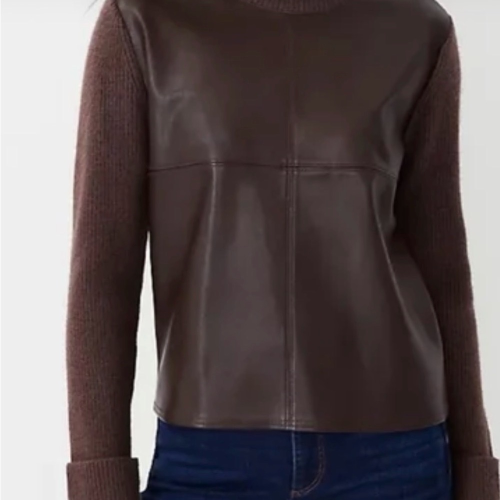 Ann Taylor Faux Leather and Knit Sweater